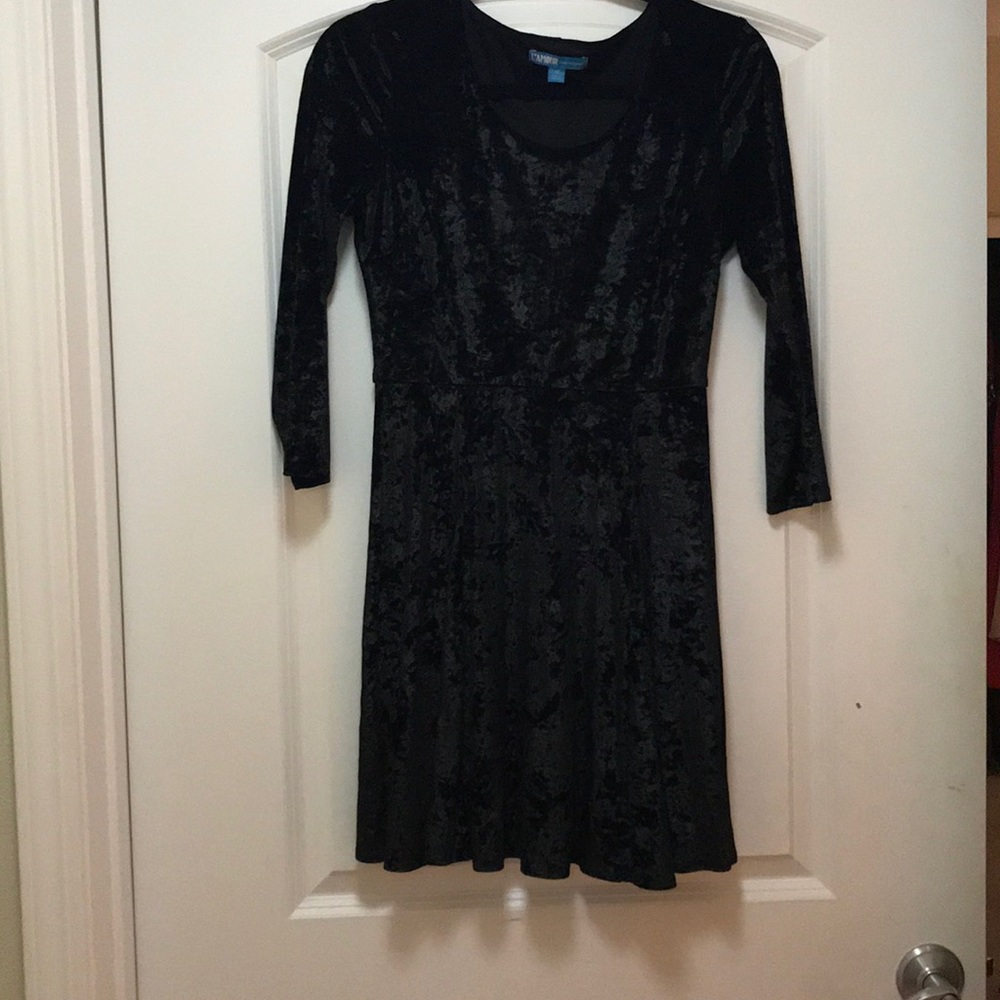 Black Velvet Fit and Flare Dress